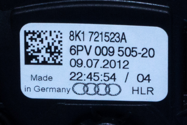 Pedal gass til Audi A4 2007-2014 (Type IV) (B8) (B8) (HELLA|6PV 009 505-20|8K1 721 523 A|)