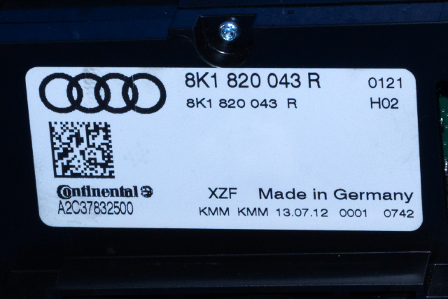 Varmeapparat betjening til Audi A4 2007-2014 (Type IV) (B8) (B8) (VAG|8K1 820 043 R|)
