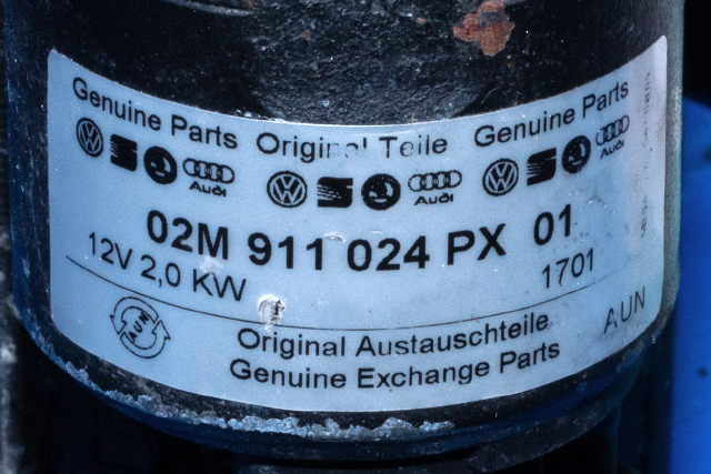 Starter diesel til VW Tiguan 2007-2011 (Type I, Fase 1)  (VAG|02M 911 024 PX|)