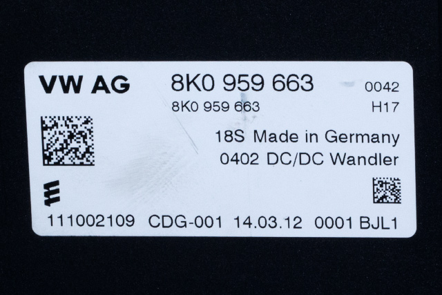 Styreenhet diverse til Audi A4 2007-2014 (Type IV) (B8) (B8) (VAG|8K0 959 663|)