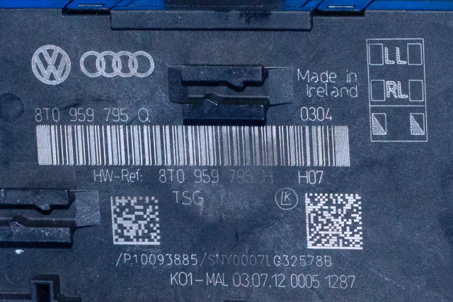 Styreenhet dør venstre bak til Audi A4 2007-2014 (Type IV) (B8) (B8) (VAG|8T0 959 795 Q|)