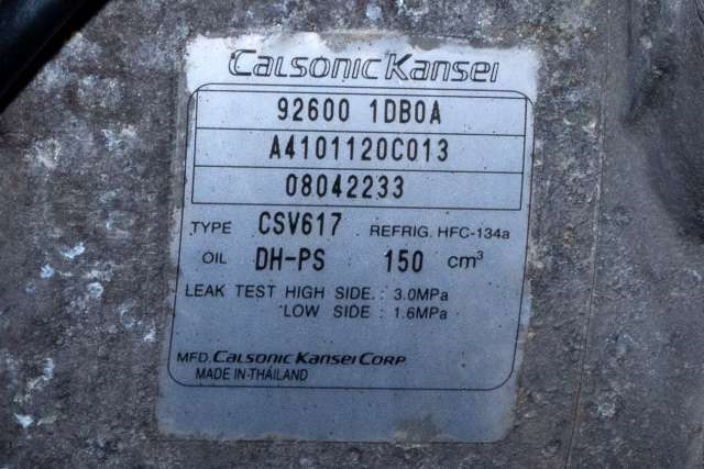 Aircondition kompressor til Nissan Qashqai 2007-2010 (Type I, Fase 1)  (CALSONIC|A4101120C013|92600-1DB0A|)