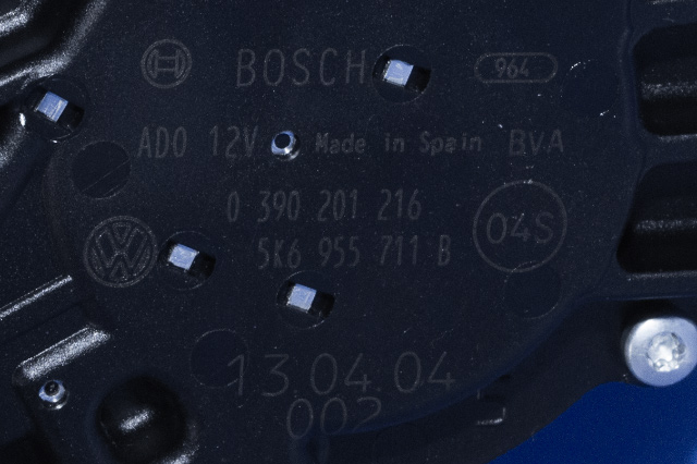 Viskermotor bakrute til VW Touran 2010-2015 (Type I, Fase 3)  (BOSCH|0 390 201 216|5K6 955 711 B|)