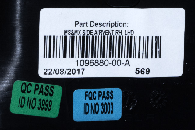 Dashbord friskluftdyse midtkonsoll til Tesla Model S 2016-2021 (Fase 2)  