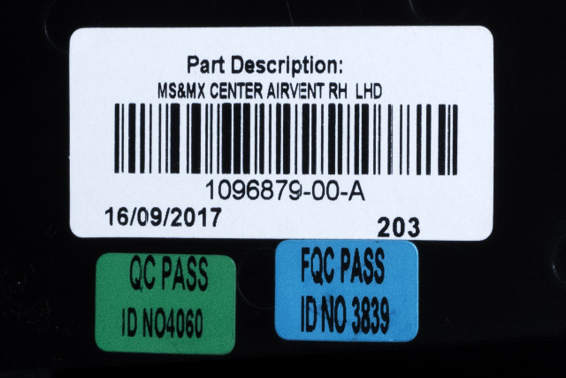 Dashbord friskluftdyse midtkonsoll til Tesla Model S 2016-2021 (Fase 2)  