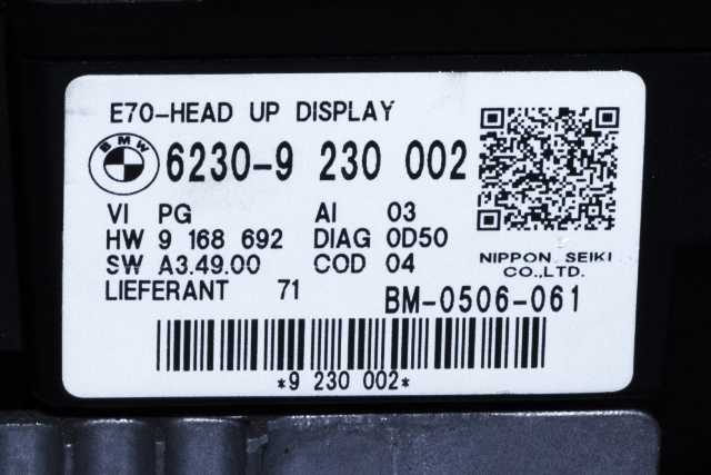 Instrument head-up display (HUD) til BMW X5 2007-2013 (E70) (E70) (BMW|62.30-9 230 002|)