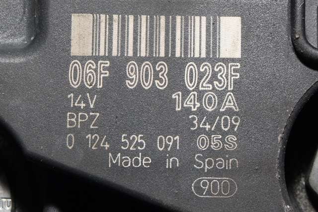 Dynamo diesel til Škoda Octavia 2009-2013 (Type II, Fase 2)  (BOSCH|0 124 525 091|06F 903 023 F. 14 VOLT - 140 AMP|)