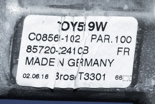 Ruteheis venstre foran til Toyota Auris 2015-2019 (Type II, Fase 2)  (TOYOTA|85720-02410-B|)