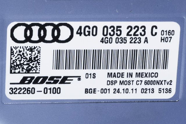 Bilstereo forsterker til Audi A6 2011-2014 (Type IV, Fase 1) (C7) (C7) (VAG|4G0 035 223 C|)