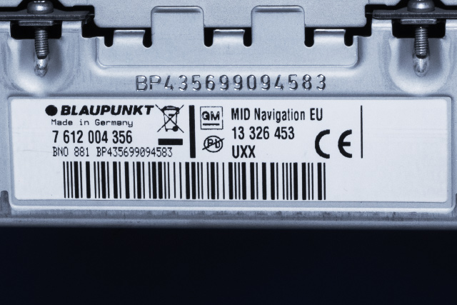 Bilstereo navigasjon spiller til Opel Insignia A 2009-2014  (BLAUPUNKT|7 612 004 356|13 326 453|)
