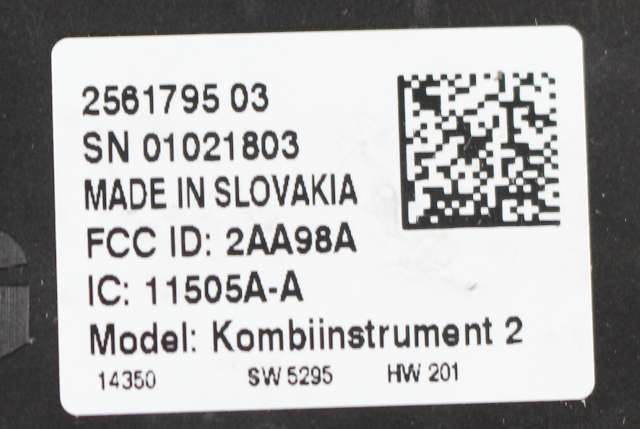 Instrumentpanel til Škoda Octavia 2013-2016 (Type III, Fase 1)  (VAG|5E0 920 781|)