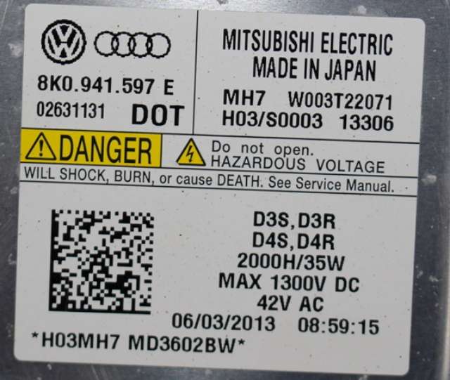 Styreenhet xenon/ballast til VW Sharan 2010-->> (Type II)  (VAG|8K0 941 597 E|)