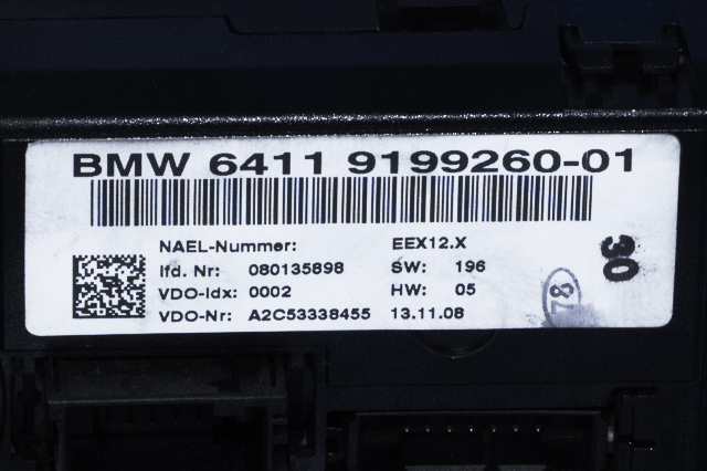 Varmeapparat betjening til BMW 1-Serie 2004-2011 (E81/E82/E87/E88) (E81/E82/E87/E88) (VDO|A2C53338455|64.11-9 199 260|)