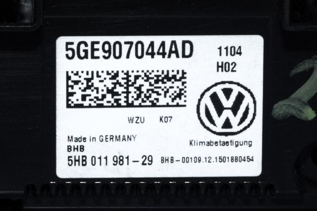 Varmeapparat betjening til VW e-Golf 2014-2017 (Fase 1)  (VAG|5GE 907 044 AD|)
