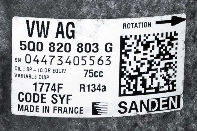 Aircondition kompressor til VW Passat 2015-2019 (Fase 1) (B8) (B8) (SANDEN|1774F|5Q0 820 803 G|)