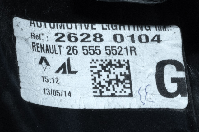 Baklykt venstre til Renault Zoe 2013-2019 (Fase 1)  (RENAULT|2655 55521R|)