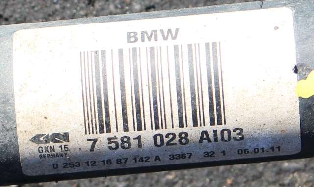Drivaksel høyre bak, diesel/automat til BMW 5-Serie 2010-2017 (F10/F11) (F10/F11) (BMW|7 581 028|)