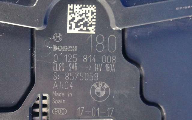 Dynamo diesel til BMW 5-Serie 2017-->> (G30/G31) (G30/G31) (BOSCH|0 125 814 008|8 575 059. 14 VOLT - 180 AMP|)