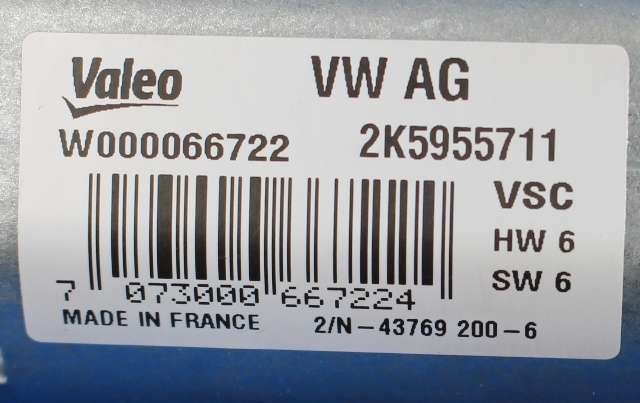 Viskermotor bakrute til VW Caddy 2015-2020 (Type III, Fase 3)  (VAG|2K5 955 711|)