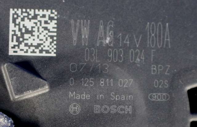 Dynamo diesel til VW Sharan 2010-->> (Type II) (BOSCH|0 125 811 027|03L 903 024 F. 14 VOLT - 180 AMP|)