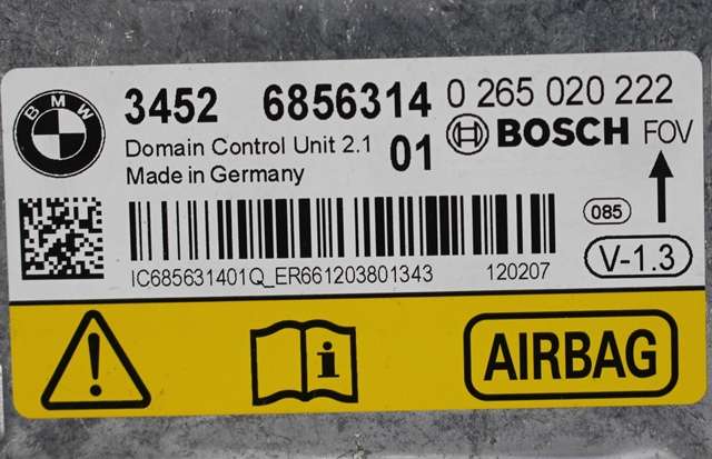 Styreenhet airbag hovedsensor til BMW 3-Serie 2012-2018 (F30/F31/F34) (F30/F31/F34) (BOSCH|0 265 020 222|34.52-6 856 314|)