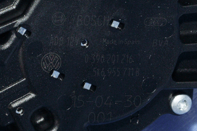 Viskermotor bakrute til VW Touran 2010-2015 (Type I, Fase 3)  (BOSCH|0 390 201 216|5K6 955 711 B|)