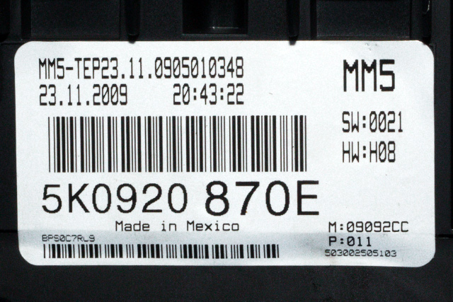 Instrumentpanel til VW Golf VI 2008-2012 (VAG|5K0 920 870 E|)