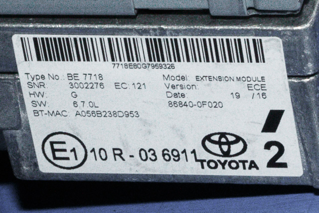 Bilstereo navigasjon til Toyota Prius +7 2012-2020 (Type III) (stasjonsvogn) (stasjonsvogn) (TOYOTA|86140-47231|)