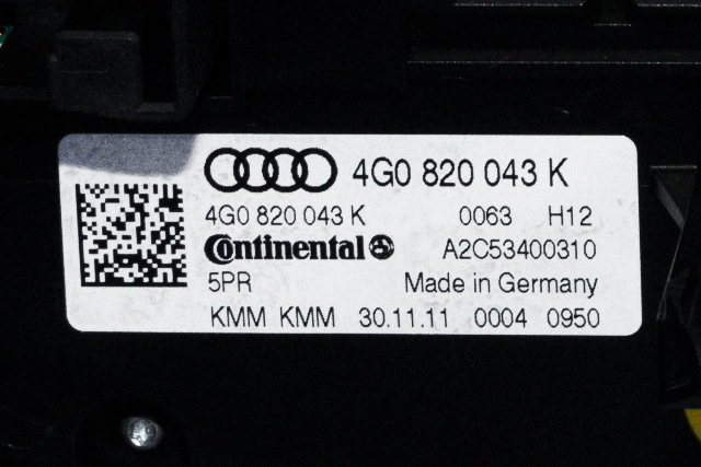 Varmeapparat betjening til Audi A6 2011-2014 (Type IV, Fase 1) (C7) (C7) (VAG|4G0 820 043 K|)