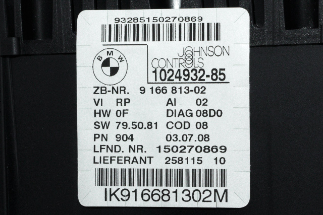 Instrumentpanel til BMW 1-Serie 2004-2011 (E81/E82/E87/E88) (E81/E82/E87/E88) (JOHNSON|1024932-85|9 166 813|)