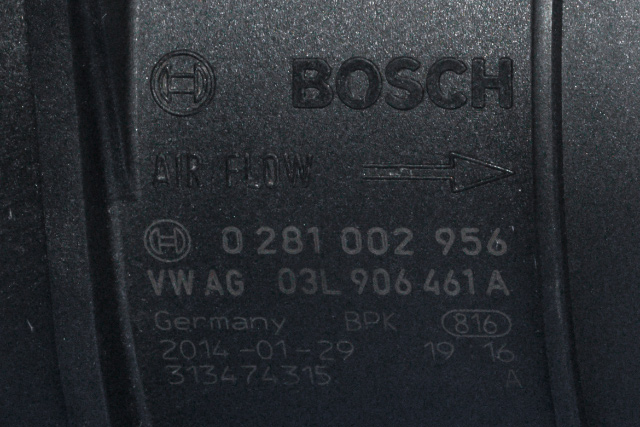Luftmengde/luftmassemåler til VW Tiguan 2011-2016 (Type I, Fase 2) (BOSCH|0 281 002 956|03L 906 461 A|)
