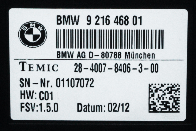 Styreenhet sete til BMW 3-Serie 2012-2018 (F30/F31/F34) (F30/F31/F34) (BMW|9 216 468|)