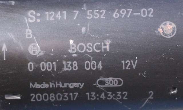 Starter til Mini One/Cooper 2007-2014 (R55-57) (R55-57) (BOSCH|0 001 138 004|12.41-7 552 697|)