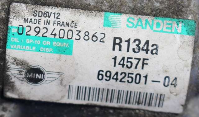 Aircondition kompressor til Mini One/Cooper 2007-2014 (R55-57) (R55-57) (SANDEN|1457F|6 942 501|)