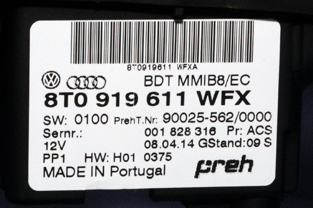 Bilstereo navigasjon betjeningspanel til Audi Q5 2012-2017 (Type I, Fase 2)  (VAG|8T0 919 611|)