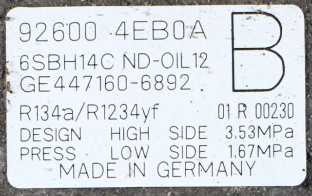 Aircondition kompressor til Nissan Qashqai 2014-2021 (Type II)  (DENSO|447160-6892|92600-4EB0A|)