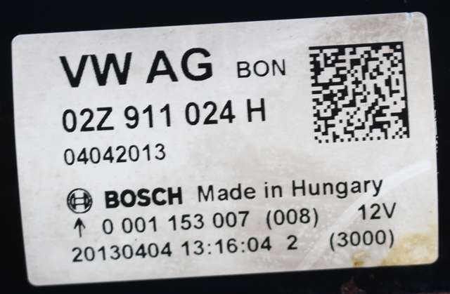 Starter diesel til VW Touran 2010-2015 (Type I, Fase 3)  (BOSCH|0 001 153 007|02Z 911 024 H|)