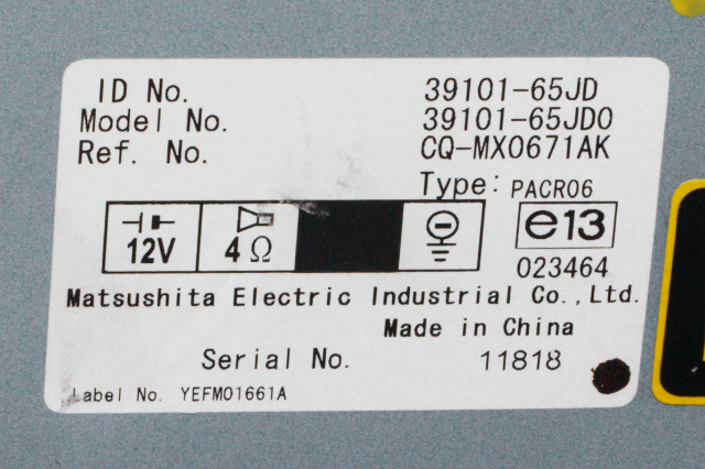 Bilstereo til Suzuki Grand Vitara 2005-2015 (Type III) (SUZUKI|39101-65JD0|)