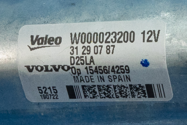 Viskermotor bakrute til Volvo V70 2014-2016 (Type III, Fase 2)  (VOLVO|31290787|)