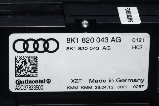 Varmeapparat betjening til Audi A4 2007-2014 (Type IV) (B8) (B8) (VAG|8K1 820 043 AG|)