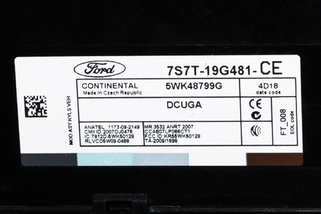 Styreenhet sentrallås til Ford Mondeo 2011-2014 (Type IV, Fase 2)  (CONTINENTL|5WK4 8799G|7S7T-19G481-CE|)