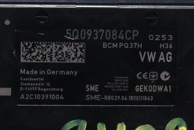 Styreenhet comfort (BCM) til VW e-Golf 2017-2020 (Fase 2) (VAG|5Q0 937 084 CP|)