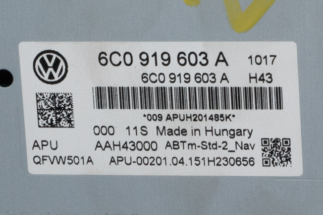 Bilstereo navigasjon betjeningspanel til VW Polo 2014-2017 (Type V, Fase 2)  (VAG|6C0 919 603 A|)