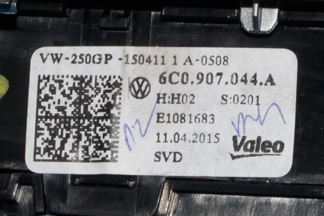 Varmeapparat betjening til VW Polo 2014-2017 (Type V, Fase 2)  (VAG|6C0 907 044 A|)