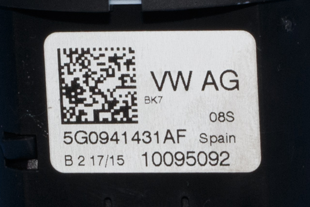 Bryter lys til VW Polo 2014-2017 (Type V, Fase 2)  (VAG|5G0 941 431 AF|)