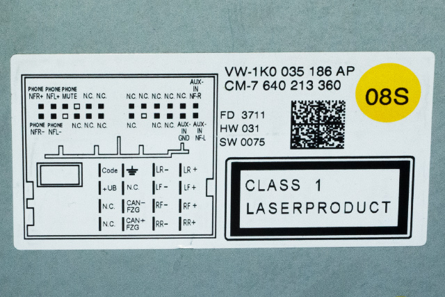 Bilstereo, med DAB til VW Golf VI 2008-2012  (BOSCH|7 640 213 360|1K0 035 186 AP|)