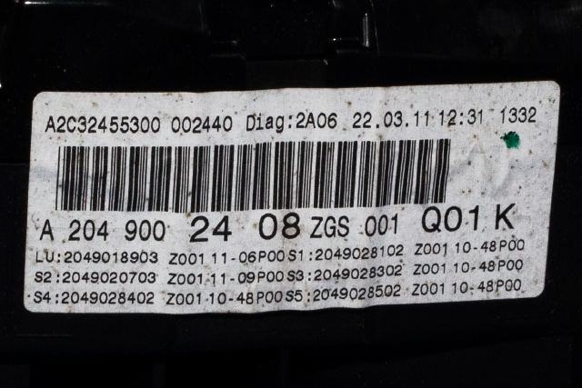 Instrumentpanel til Mercedes C-Klasse 2011-2014 (Fase 2) (W204) (W204) (MERCEDES|A 204 900 24 08|)
