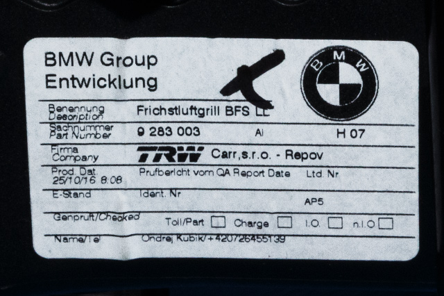 Dashbord friskluftdyse høyre til BMW i3 2013-2022  (BMW|9 283 003|)