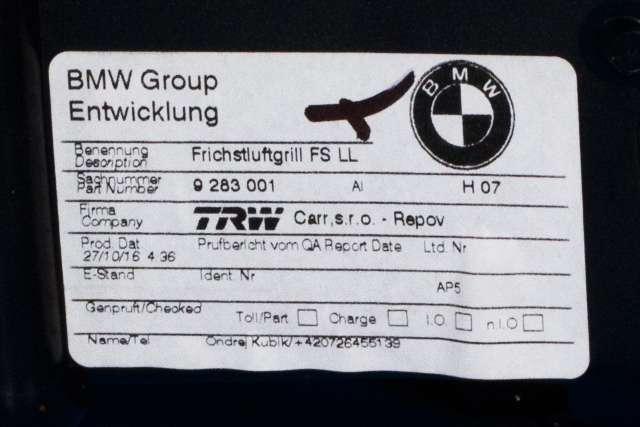 Dashbord friskluftdyse venstre til BMW i3 2013-2022  (BMW|9 283 001|)
