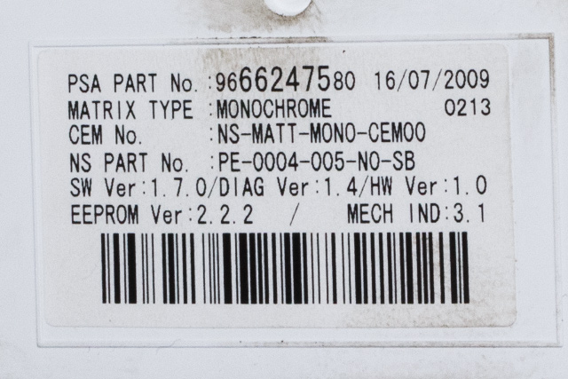 Instrumentpanel til Peugeot 3008 2009-2016 (Type I)  (YAZAKI|69189-270U|96 662763 80|)